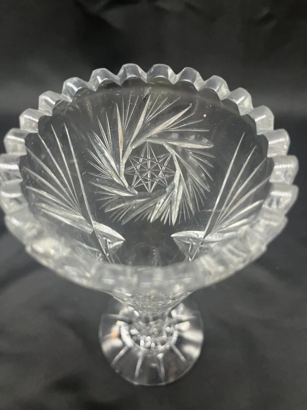 Antique American Brilliant Period Cut Glass Trumpet Vase
